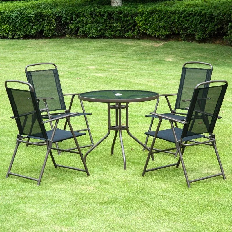 Conjunto de Refeição de Jardim Shilla - 4 Cadeiras, 1 Mesa e 1 Guarda