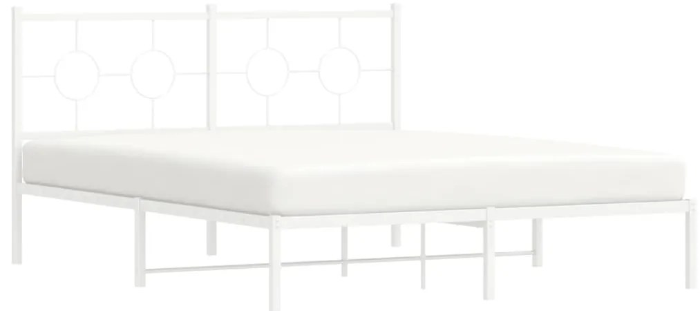 Estrutura de cama com cabeceira 160x200 cm metal branco