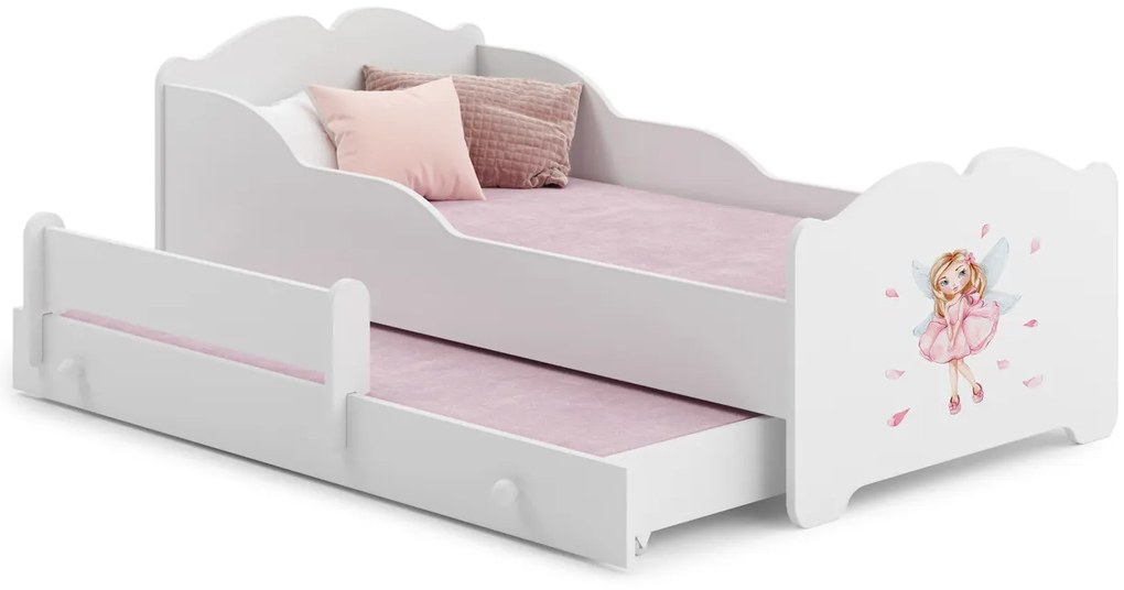 Cama dupla infantil ANNA 160x80 branca - fada - colchão e estrado incluído