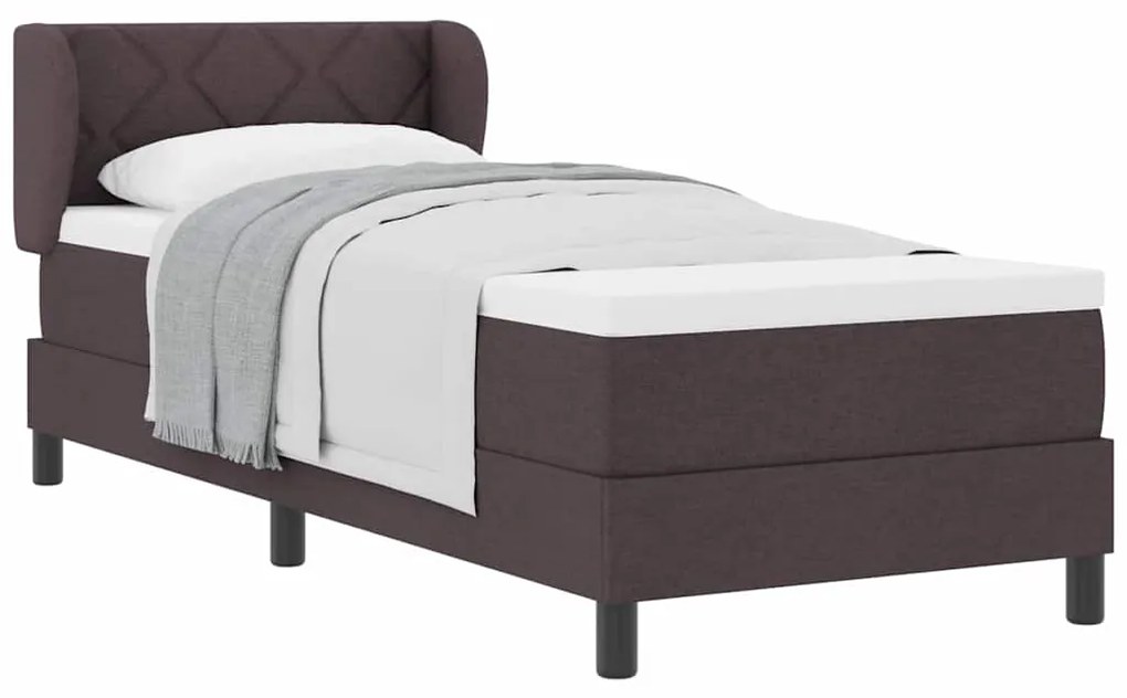 Cama Box Spring vidaXL com Colchão Castanho Escuro 80x200 cm Tecido