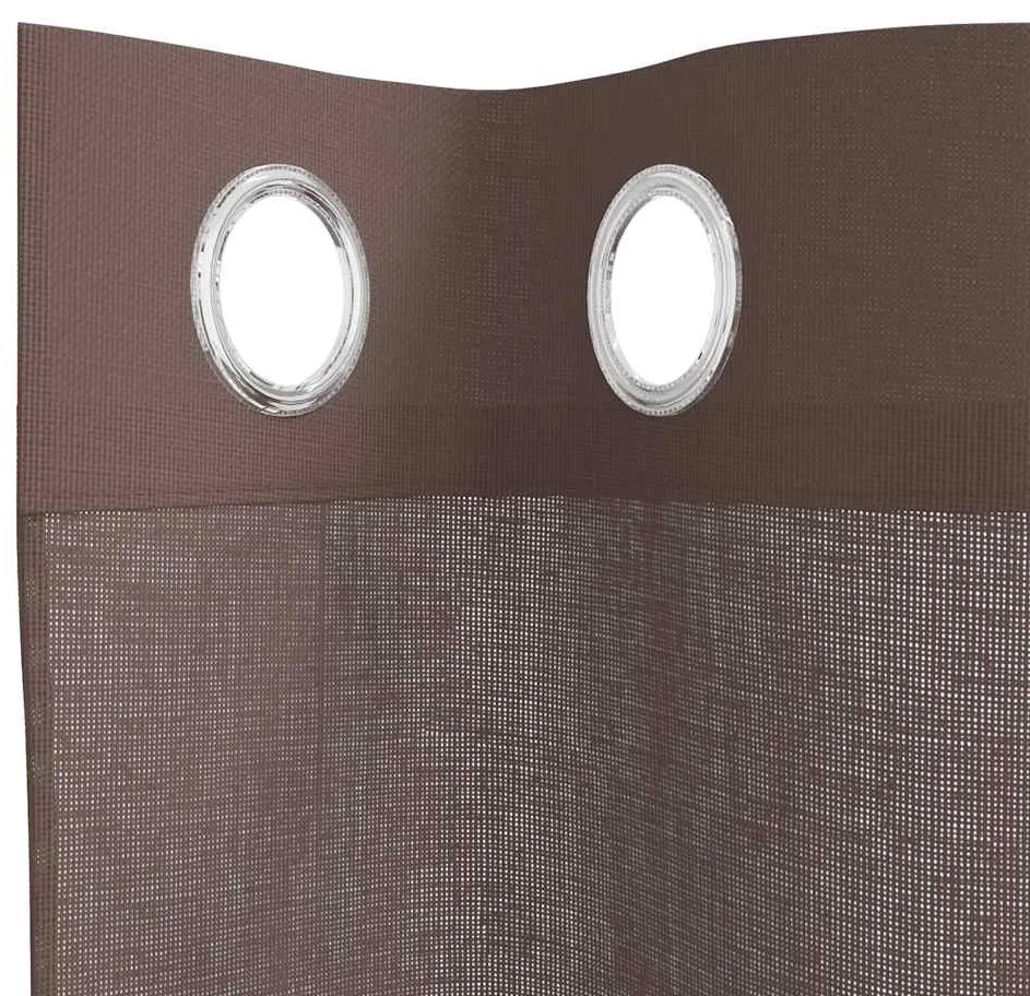 Cortinas de voile com ilhós 2 pcs castanho 140x140 cm