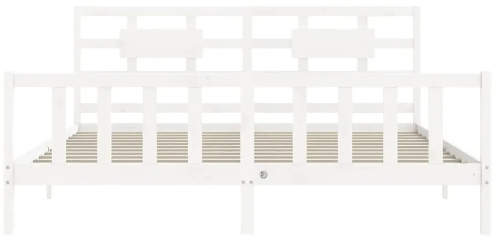 Cama sem colchão 200x200 cm madeira de pinho maciça branco