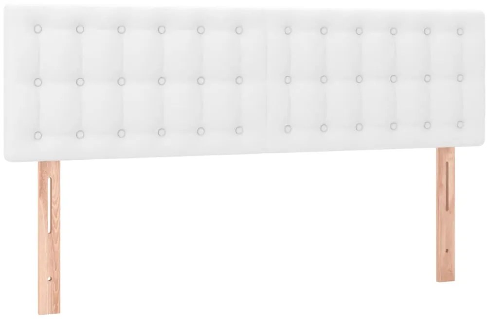Cabeceira de cama c/ LED couro artificial 144x5x78/88 cm branco