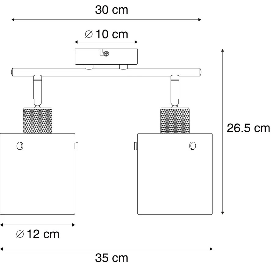 Foco de teto de design bronze com vidro transparente 2 luzes - Domo