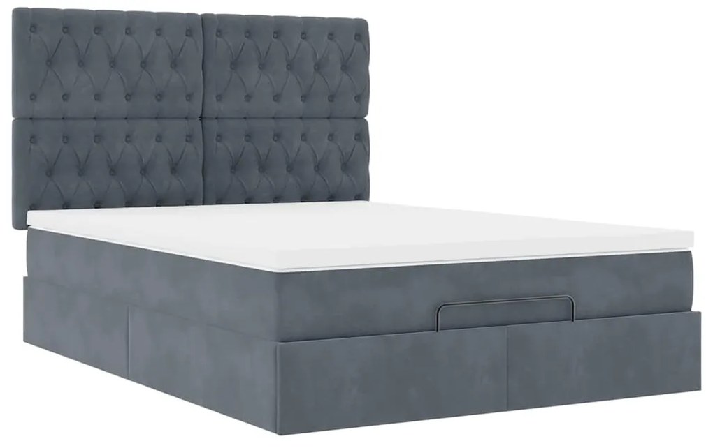Estrutura de cama otomana colchões 140x200 cm cinzento escuro