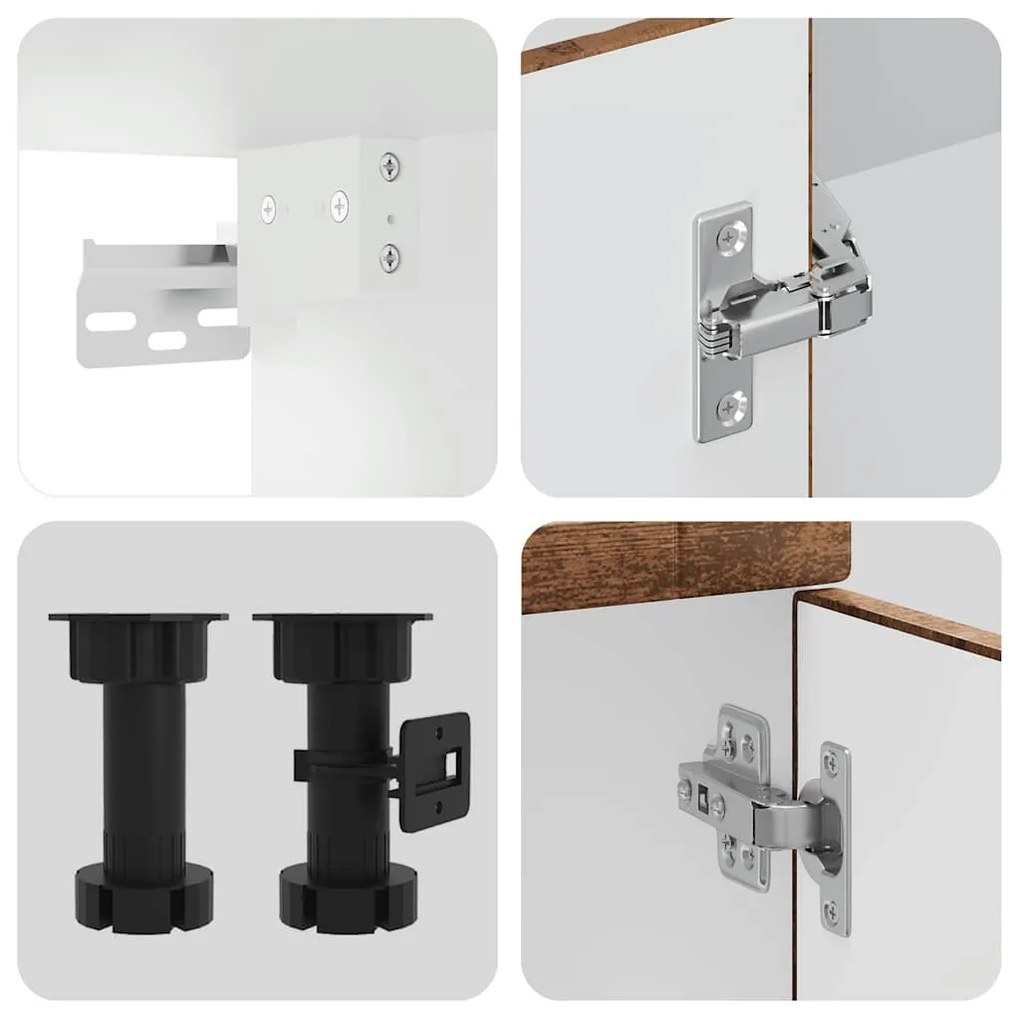 4 peças armário de cozinha conjunto Kalmar madeira velha