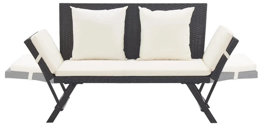 Banco de jardim c/ almofadões 176 cm vime PE preto