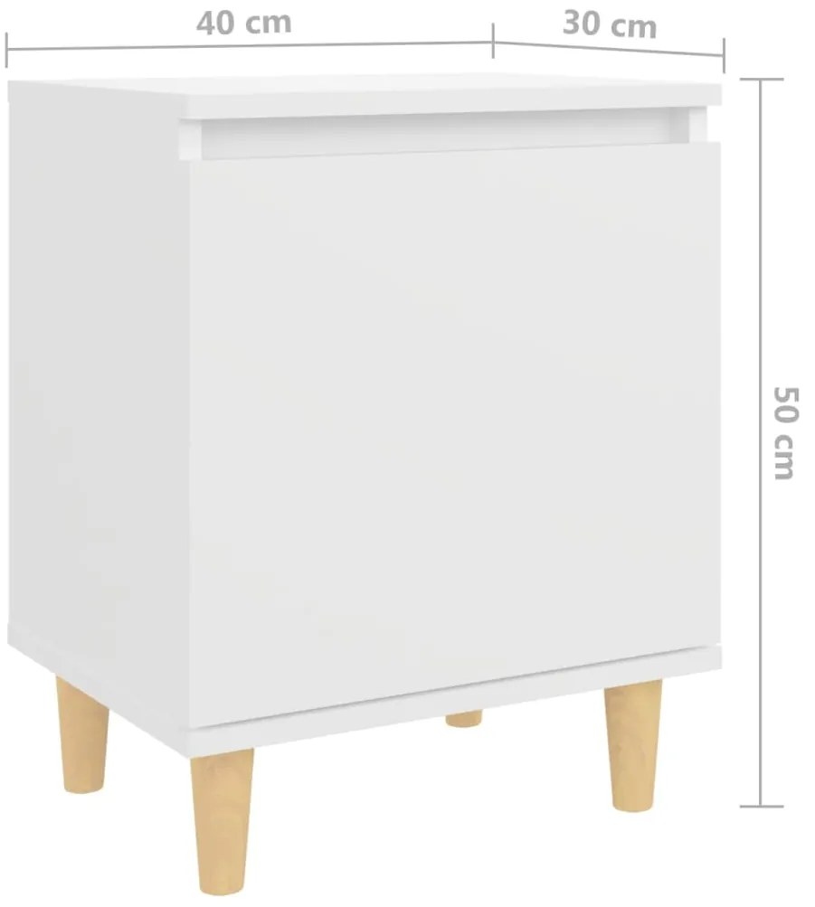 Mesa de cabeceira c/ pernas em madeira maciça 40x30x50cm branco