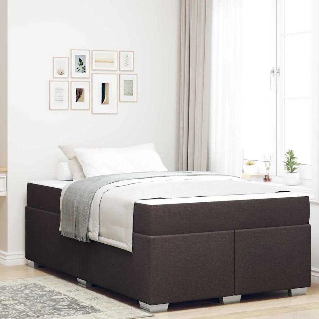 vidaXL Estrutura da Cama com colchão Marrom Escuro 120 x 190 cm tecido