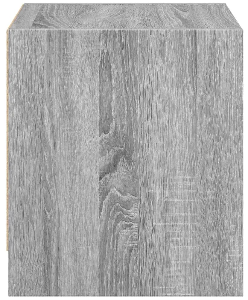 Mesa cabeceira c/ portas vidro 2 pcs 35x37x42cm cinzento sonoma