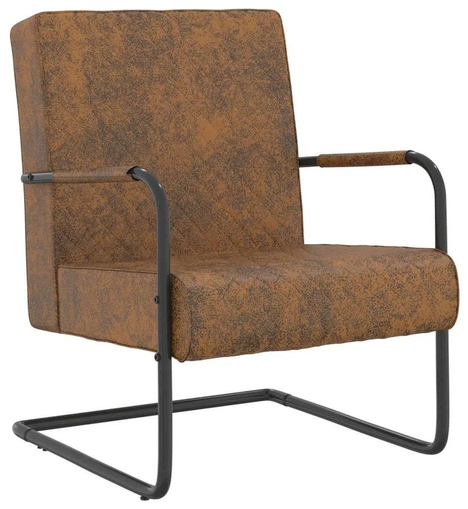 Cadeira cantilever tecido castanho