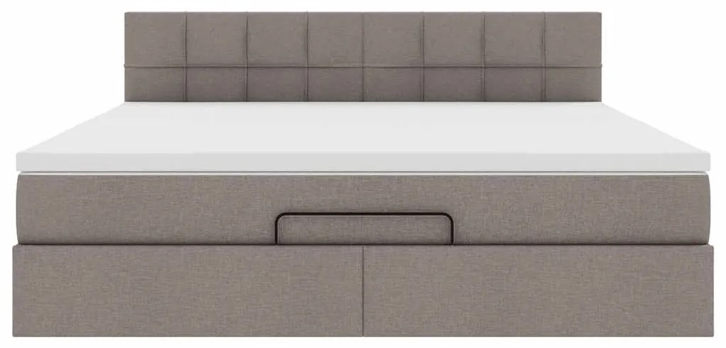 Estrutura de cama otomana com colchão tecido cinzento 160x200cm