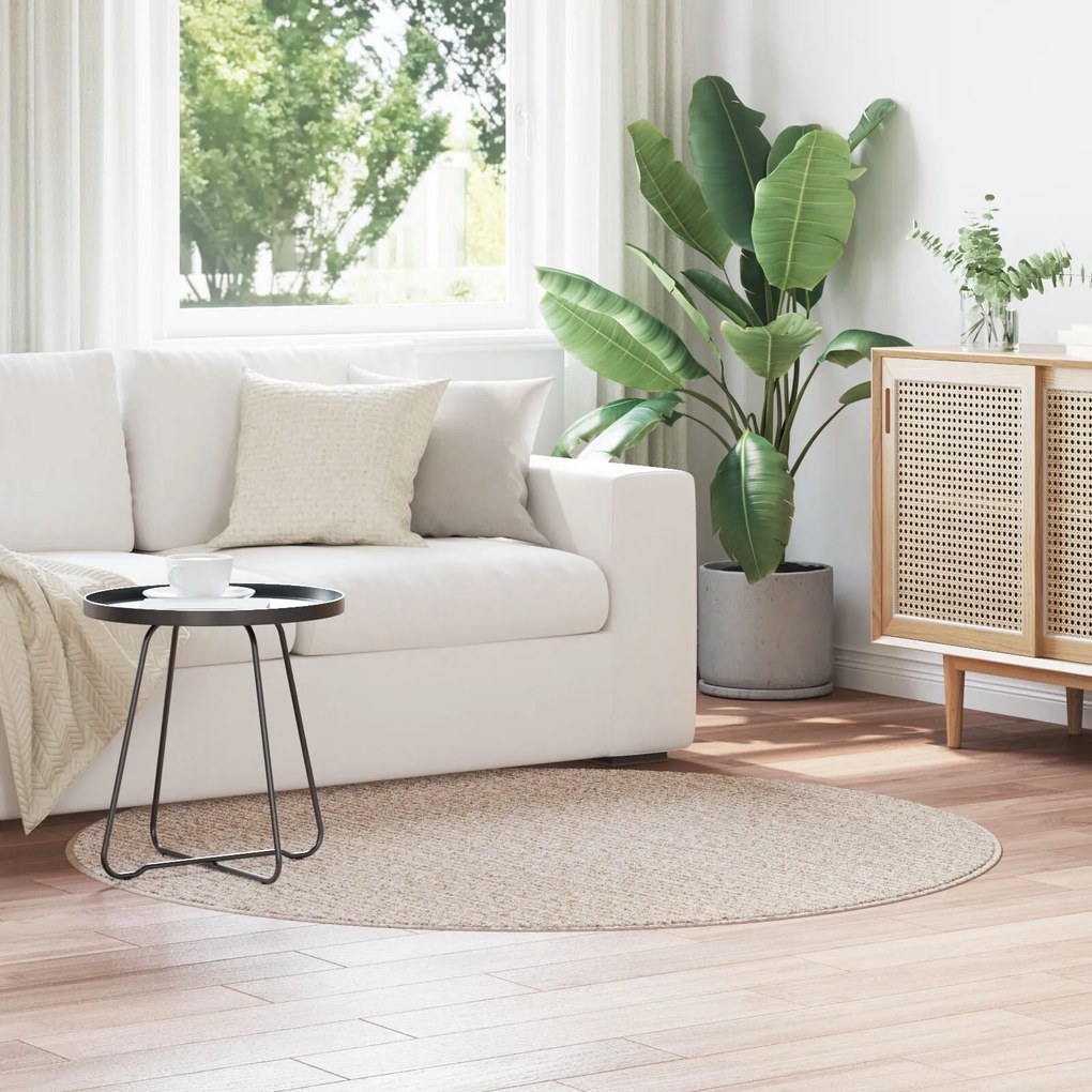 Tapete Shaggy com Base de Látex Creme ø160 cm