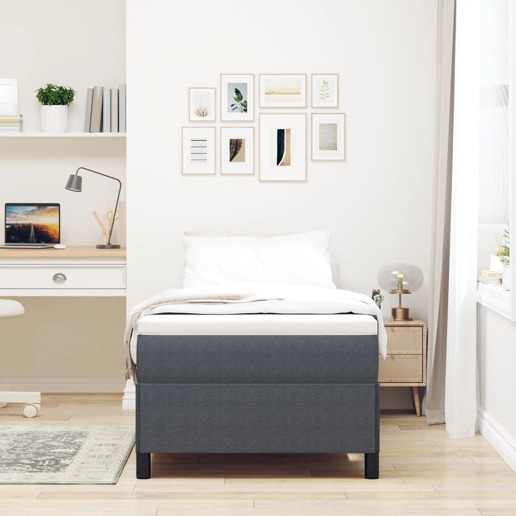 Cama vidaXL Cinza Escuro 90x200 cm em Tecido Cotele