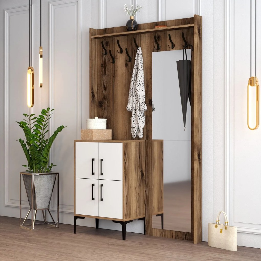 Hall Stand Berlin BC – Walnut White – 120x200x35 cm