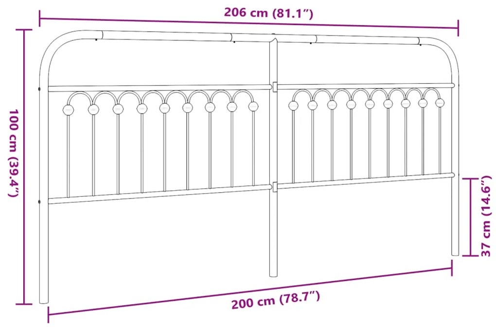 Cabeceira de cama 200 cm metal branco