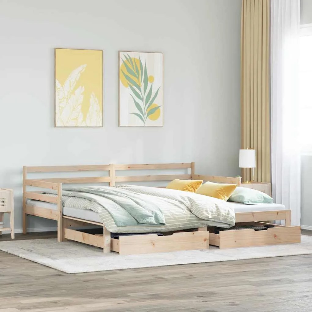 vidaXL Sofá-cama com gavetão e gavetas sem colchão 80x200 cm