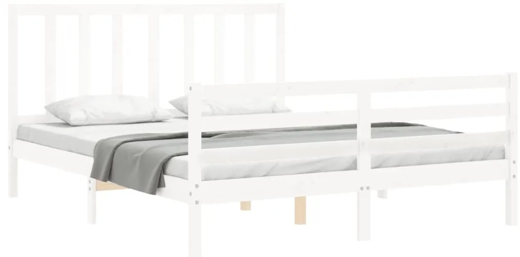 Cama sem colchão 160x200 cm madeira de pinho maciça branco