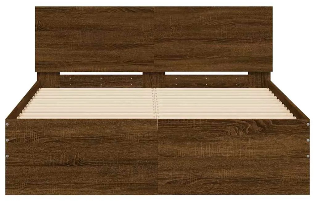 Estrutura cama cabeceira/luzes LED 120x190cm carvalho castanho