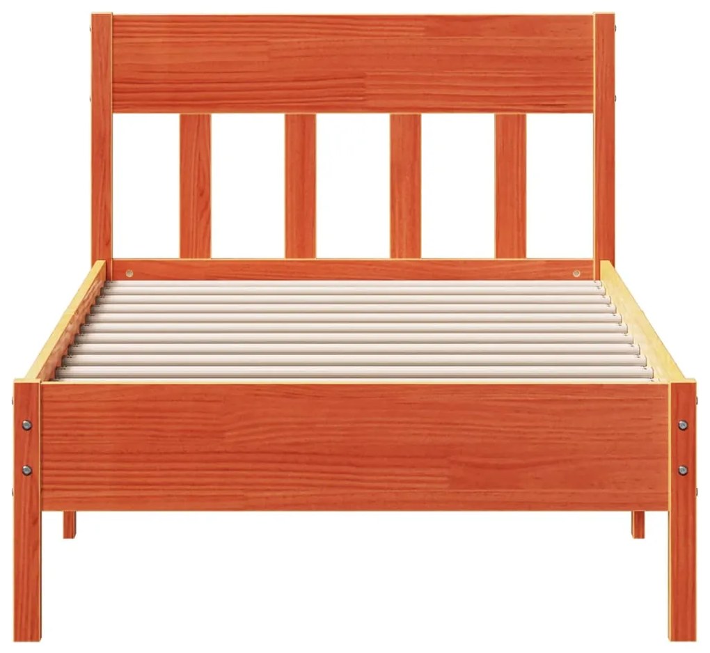 Cama sem colchão 100x200 cm pinho maciço castanho-mel
