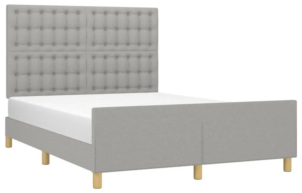 Estrutura de cama sem colchão 140x190 cm tecido cinzento-claro