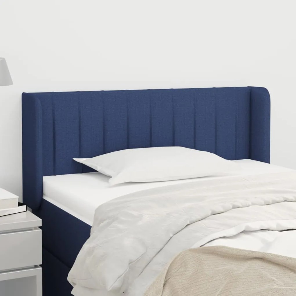 Cabeceira de cama c/ abas tecido 93x16x78/88 cm azul