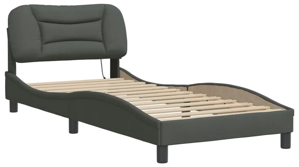 Estrutura de cama com LED sem colchão 90x200 cm tecido