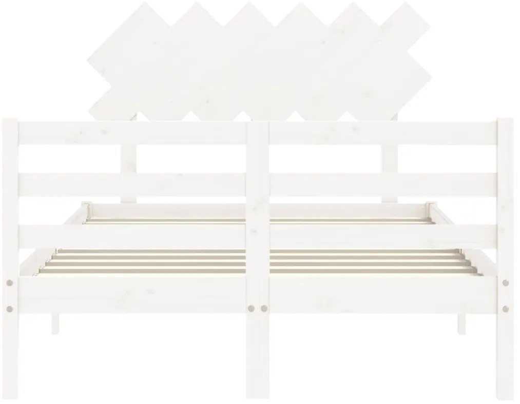 Estrutura de cama de casal c/ cabeceira madeira maciça branco