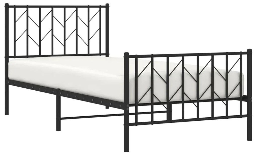 Estrutura de cama com cabeceira e pés 90x200 cm metal preto