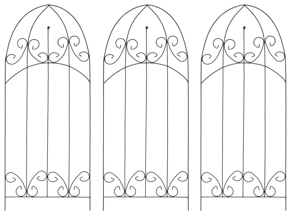 vidaXL Suportes plantas trepadeiras 3 pcs 40x100 cm ferro preto