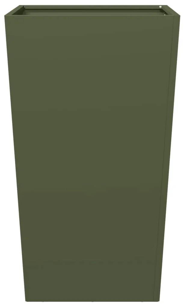 Vaso/floreira de jardim 2 pcs 45x45x75 cm aço verde azeitona