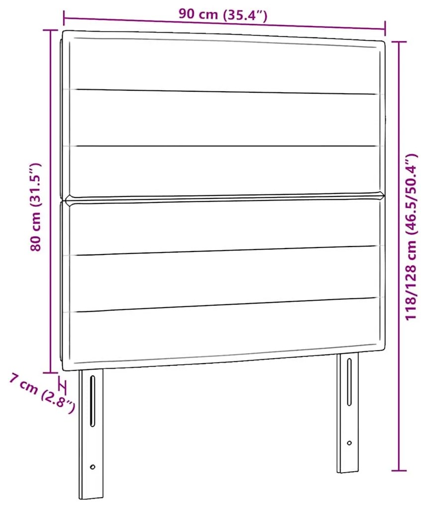 Cabeceira LED Design Linhas Cinza Escuro 90 cm Tecido
