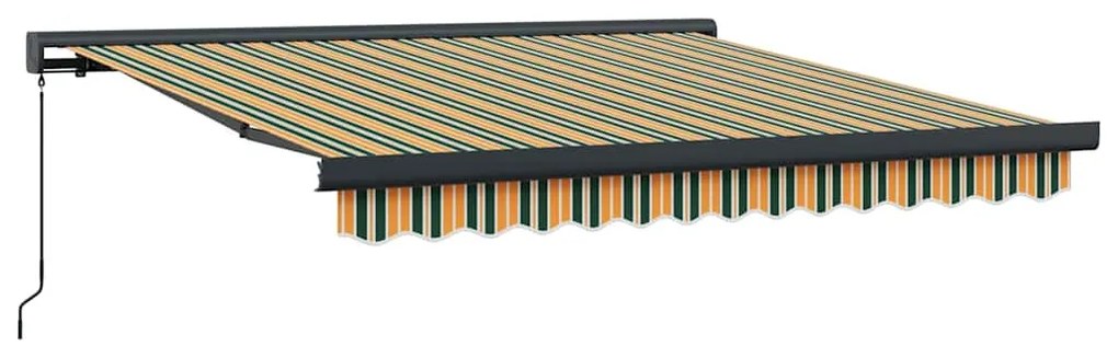 Toldo Retrátil Manual vidaXL Verde e Amarelo 350x250 cm