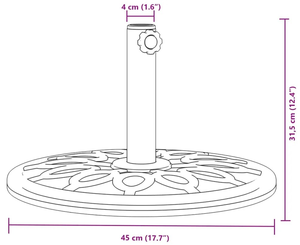 Base de guarda-sol para postes de Ø38/48 mm 12 kg redondo