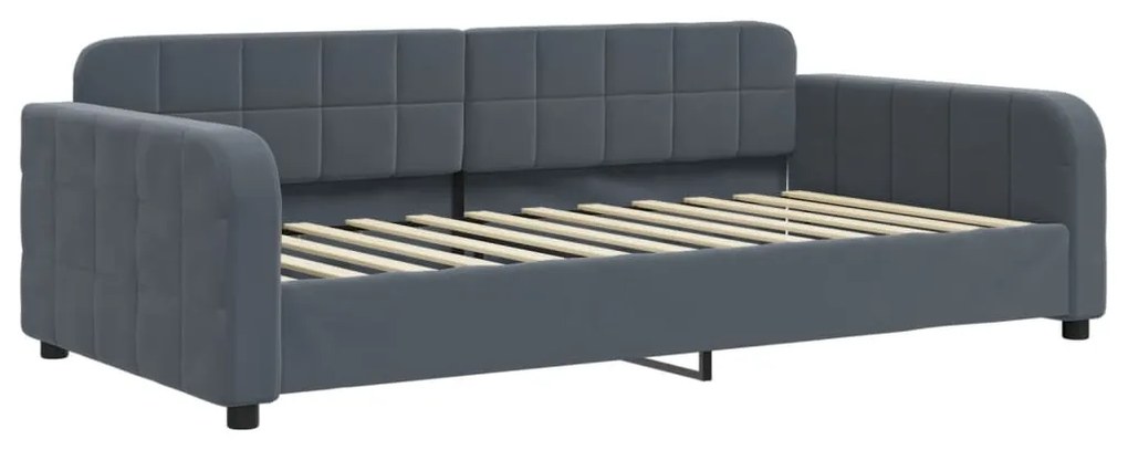 Sofá-cama c/ gavetão/colchões 100x200 cm veludo cinzento-escuro