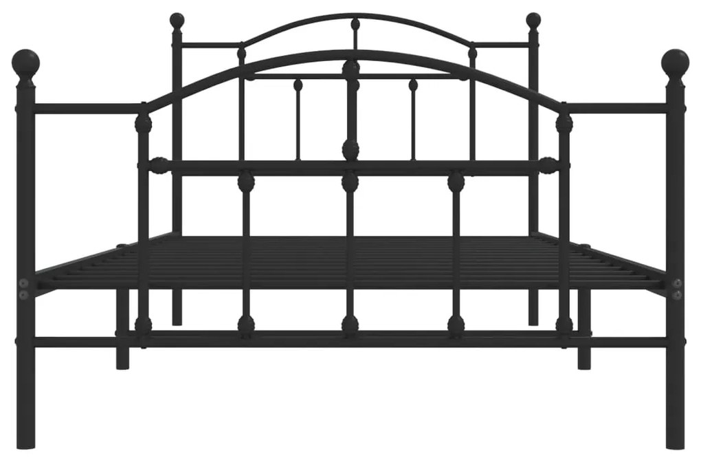 Estrutura de cama com cabeceira e pés 107x203 cm metal preto