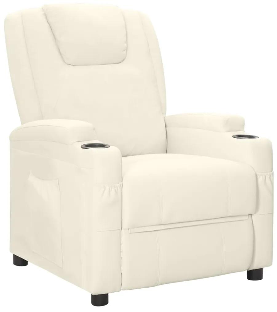 321305 vidaXL Cadeira reclinável couro artificial branco nata