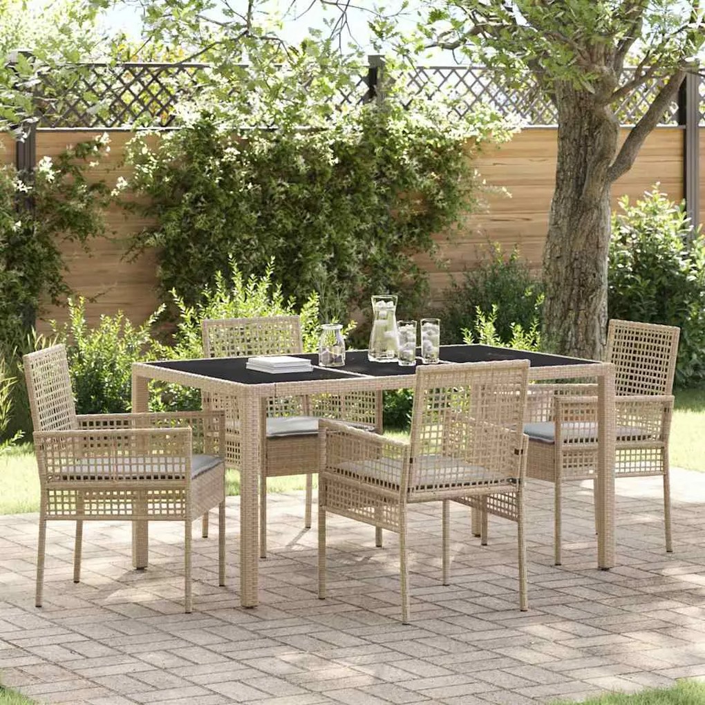 vidaXL Conjunto de Jantar para Jardim 5 pcs Bege Rattan Sintético