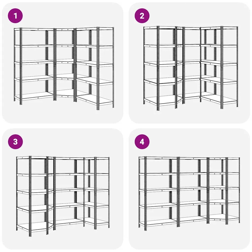 Estante 5 prateleiras 3 pcs derivados de madeira/aço antracite