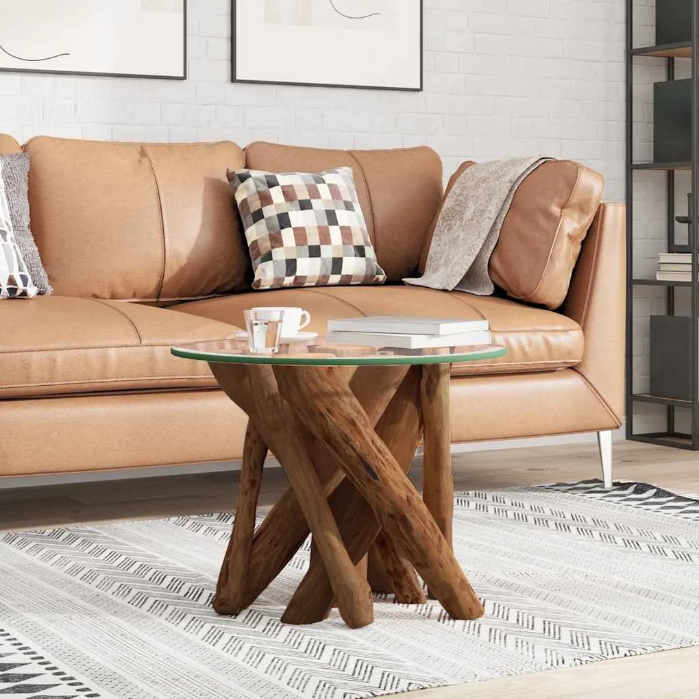 vidaXL Mesa de centro em teca maciça 60 cm