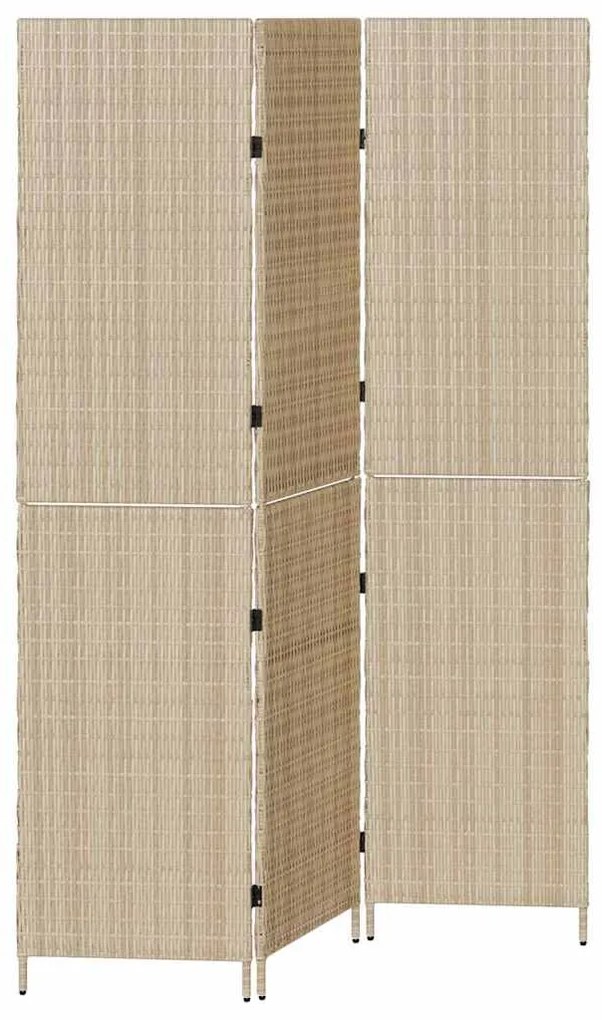 Divisor de Ambientes 3 Painéis Dobrável Bege 147x180 cm Polirattan