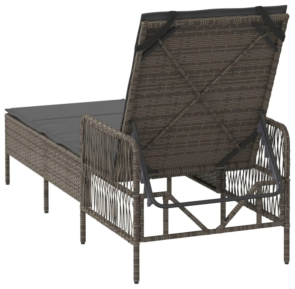 Espreguiçadeira Cinza e cinza escuro Vime PE 157 x 55 x 92 cm
