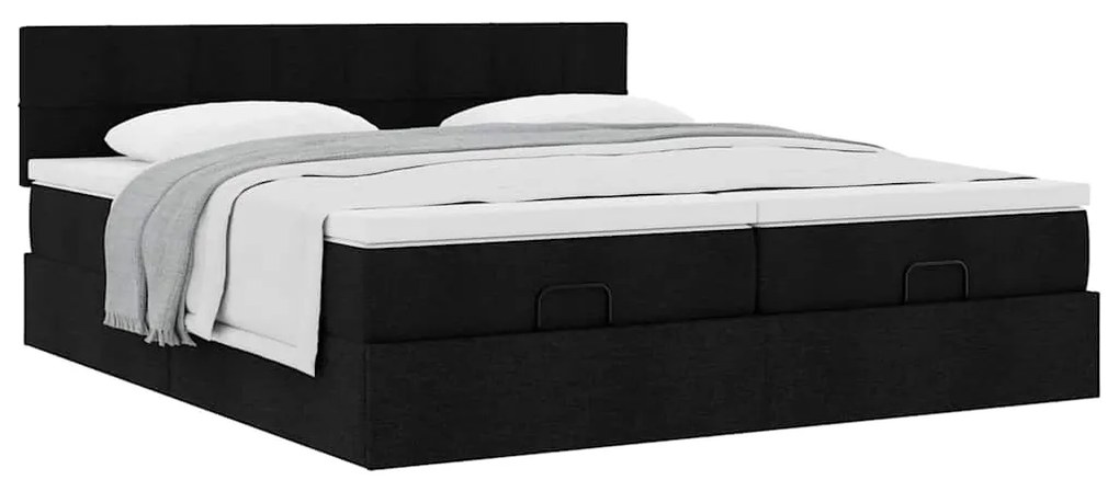 63 / 5,000vidaXL Estrutura de cama otomana com colchões tecido preto