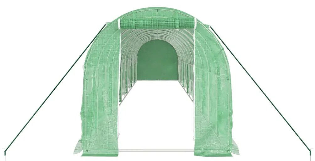 Estufa com estrutura de aço 24 m² 12x2x2 m verde