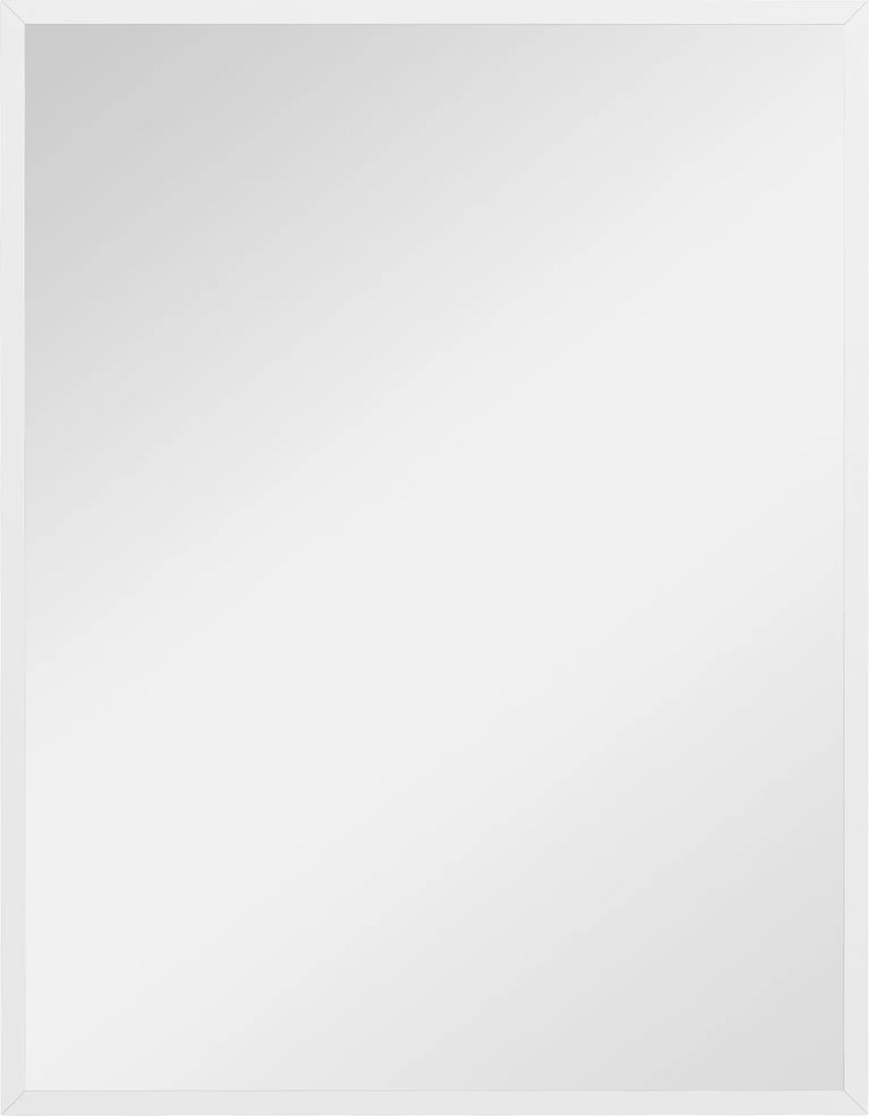 Espelho de Parede Decorativo 70x90 cm Espelho Retangular Espelho de Sala com 4 Ganchos Metálicos Estilo Moderno Branco