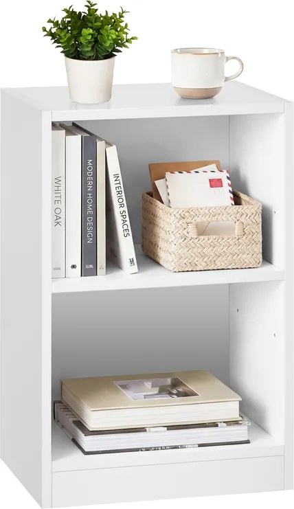 Mesa de cabeceira 30 x 40 x 60 cm Coleção Custos com compartimentos abertos para uso versátil, branca