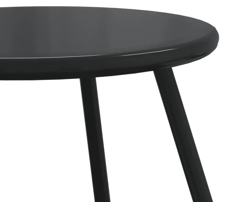 Mesas centro p/ jardim redondas 2 pcs aço revestido a pó preto