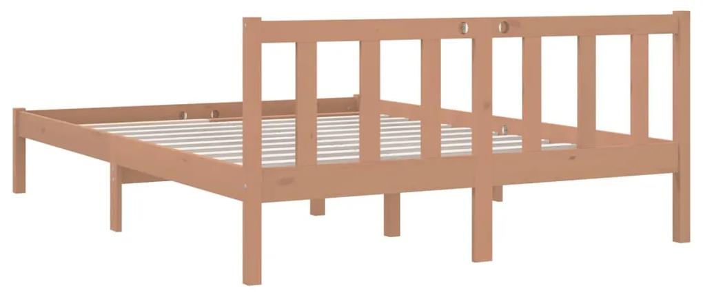 Estrutura cama king 150x200 cm pinho maciço castanho-mel