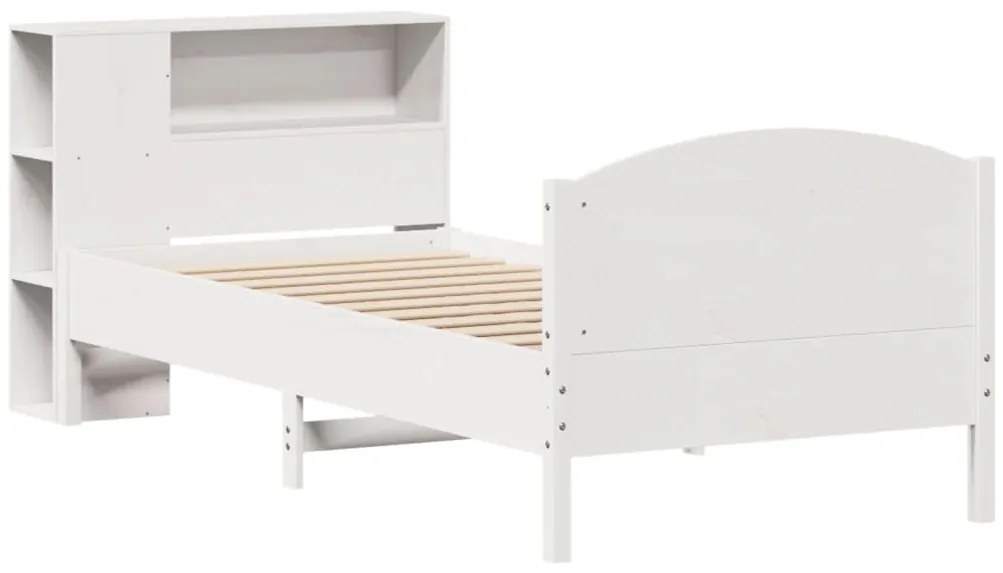 Cama com estante sem colchão 90x200 cm pinho maciço branco