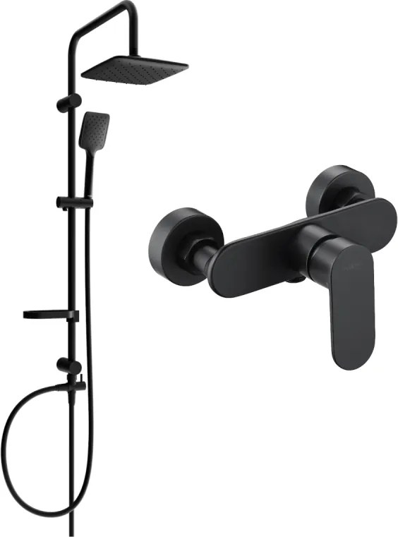 Mexen Milo Sven conjunto de chuveiro de parede com chuveiro de teto e misturadora para duche, preto - 71340262-70